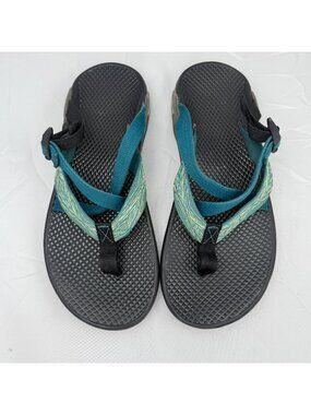 Chaco Z/Cloud Sandals Womens W8 Black Teal Adjustable Straps Casual Durable
